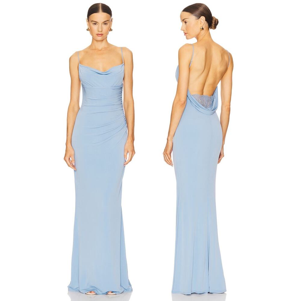 Katie May Surreal Gown Maxi Dress Cowl Lace Formal Gala Party Guest Prom Hoco XS